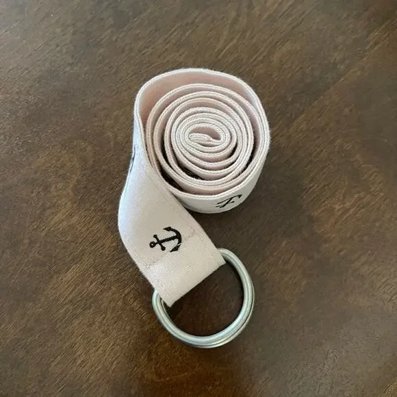 J Crew Factory Anchor D Ring Belt S M Pink Nautical Classic Preppy - Picture 2 of 10